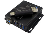 4 Ports USB 3.0/2.0/1.1 Over Single-mode Fiber Optic Extender to 250 Meters, Backward Compatible USB 2.0/1.1