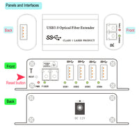 4 Ports USB 3.0 Hub bis 250 Meter über Singlemode-Glasfaser-Extender mit 10 G SFP, unterstützt 5 Gbit/s Super-Speed