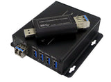 4 Ports USB 3.0/2.0/1.1 Over Single-mode Fiber Optic Extender to 250 Meters, Backward Compatible USB 2.0/1.1